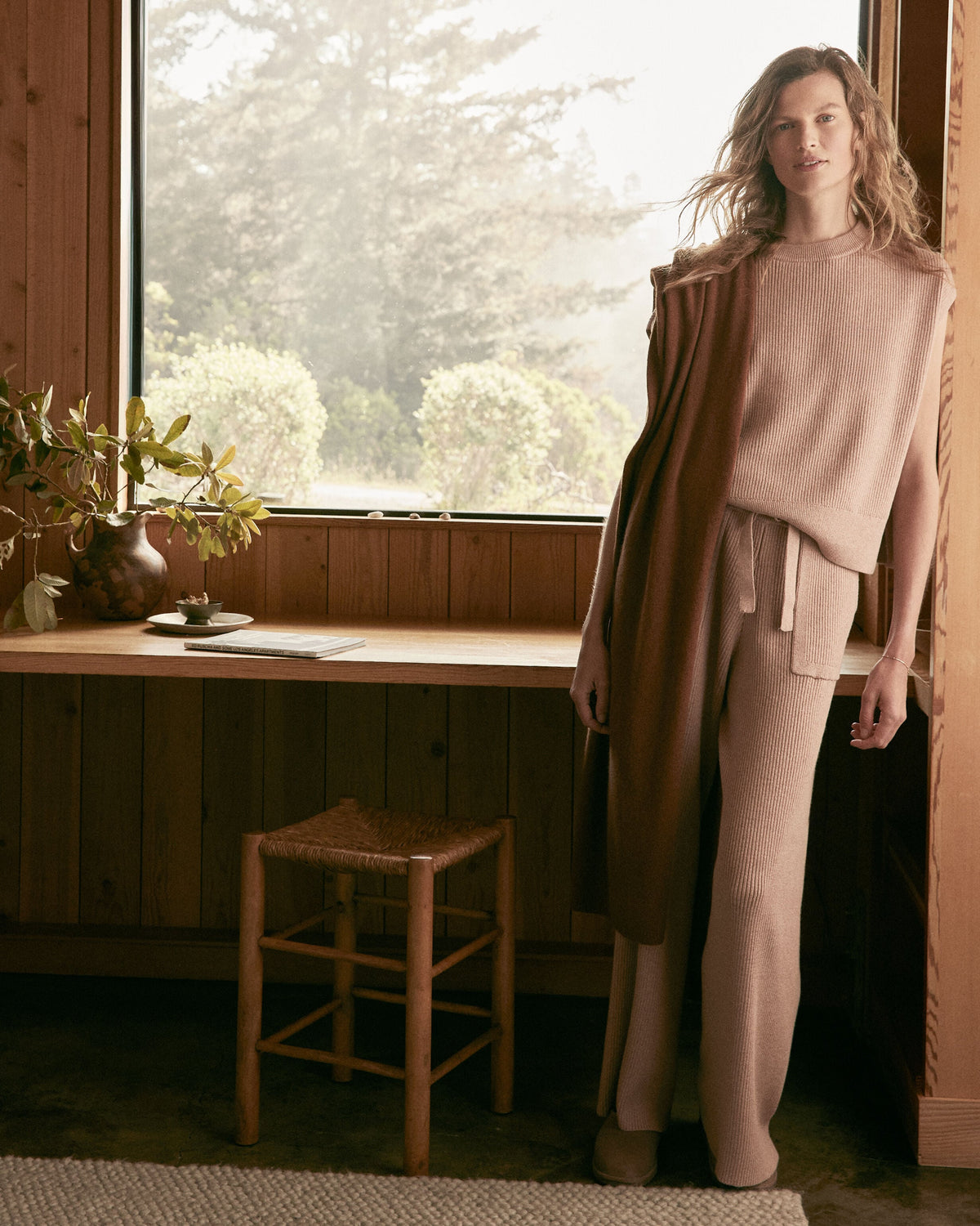 ORGANIC COTTON CASHMERE WIDE LEG PANTS