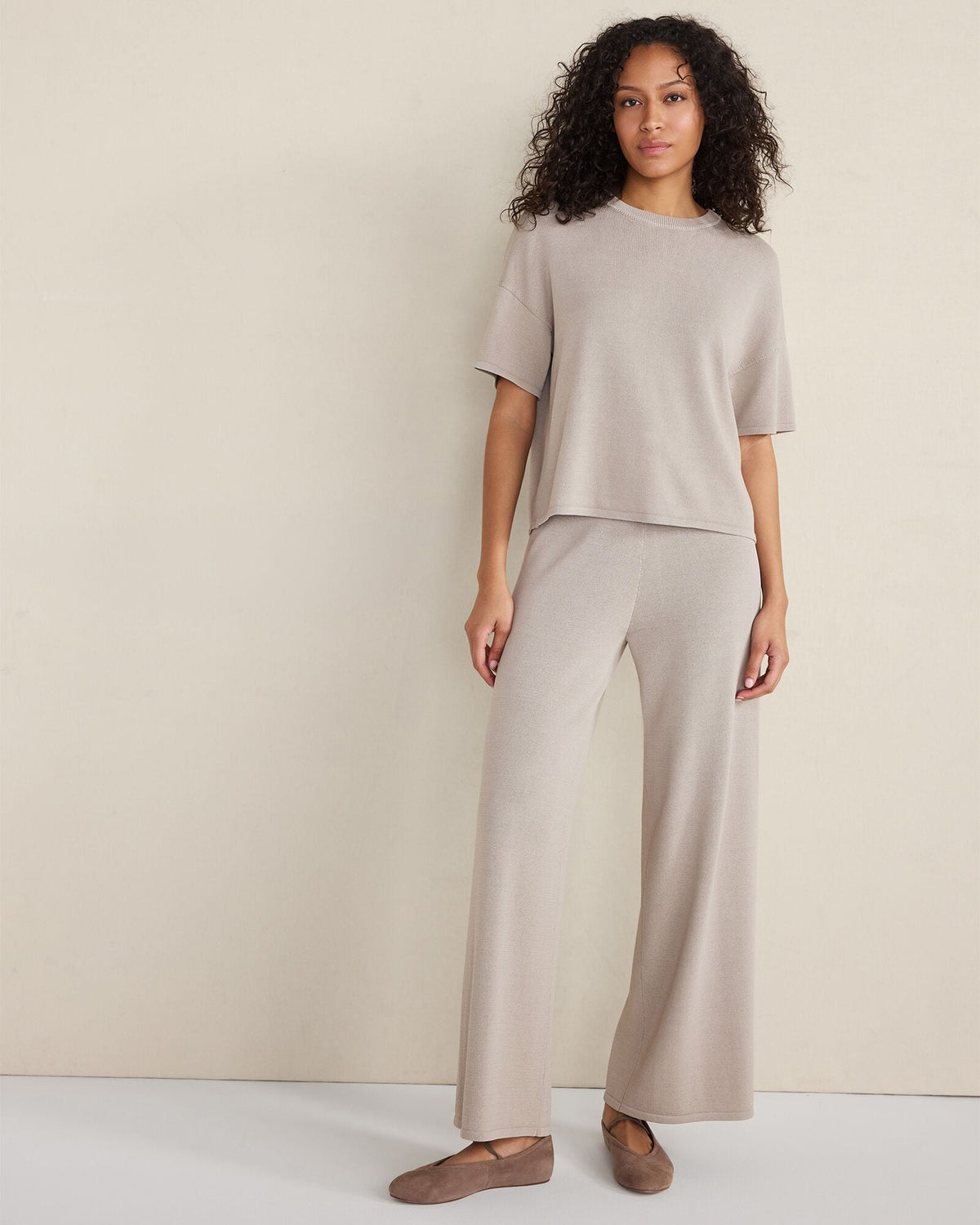 VISCOSE BLEND WIDE LEG PANTS