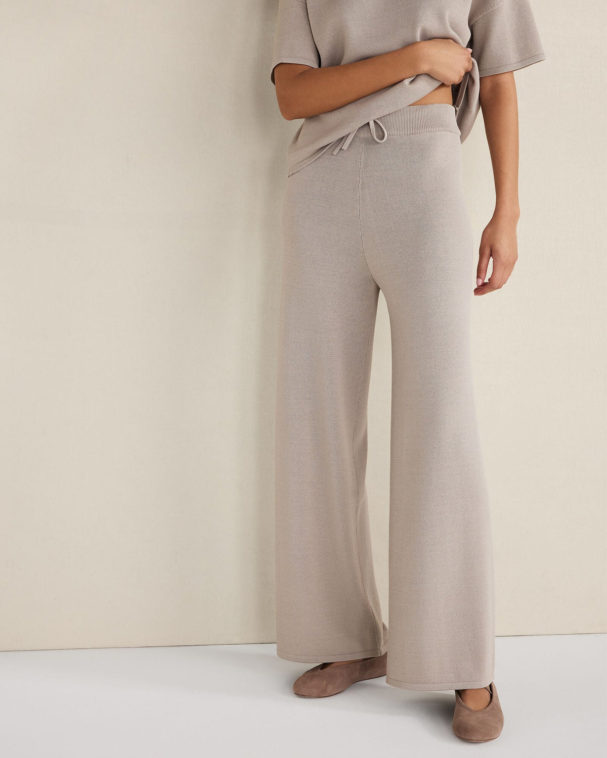 VISCOSE BLEND WIDE LEG PANTS