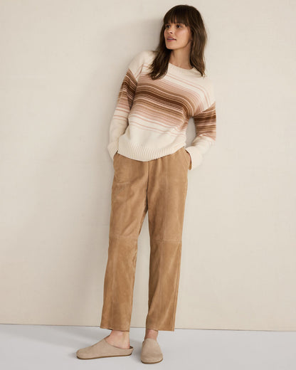 CASHMERE OMBRÉ STRIPE CREWNECK SWEATER