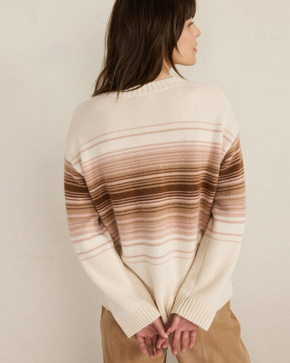 CASHMERE OMBRÉ STRIPE CREWNECK SWEATER