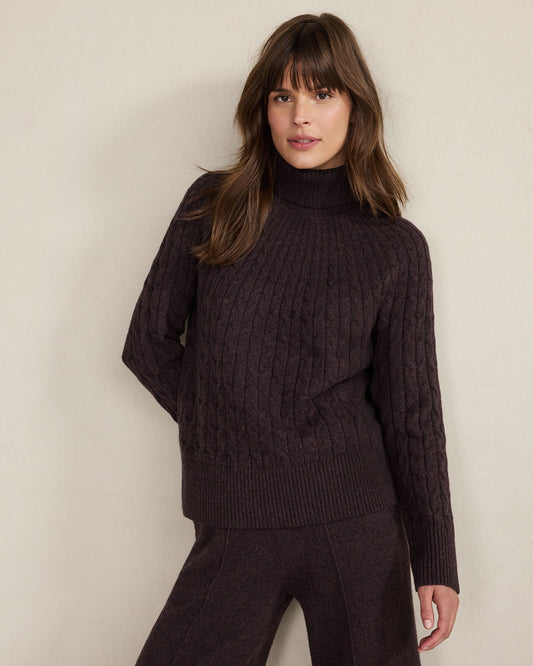 ORGANIC COTTON BLEND GRADIENT CABLE SWEATER