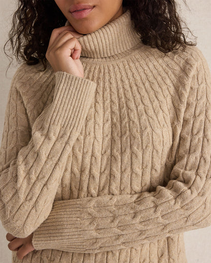 ORGANIC COTTON BLEND GRADIENT CABLE SWEATER
