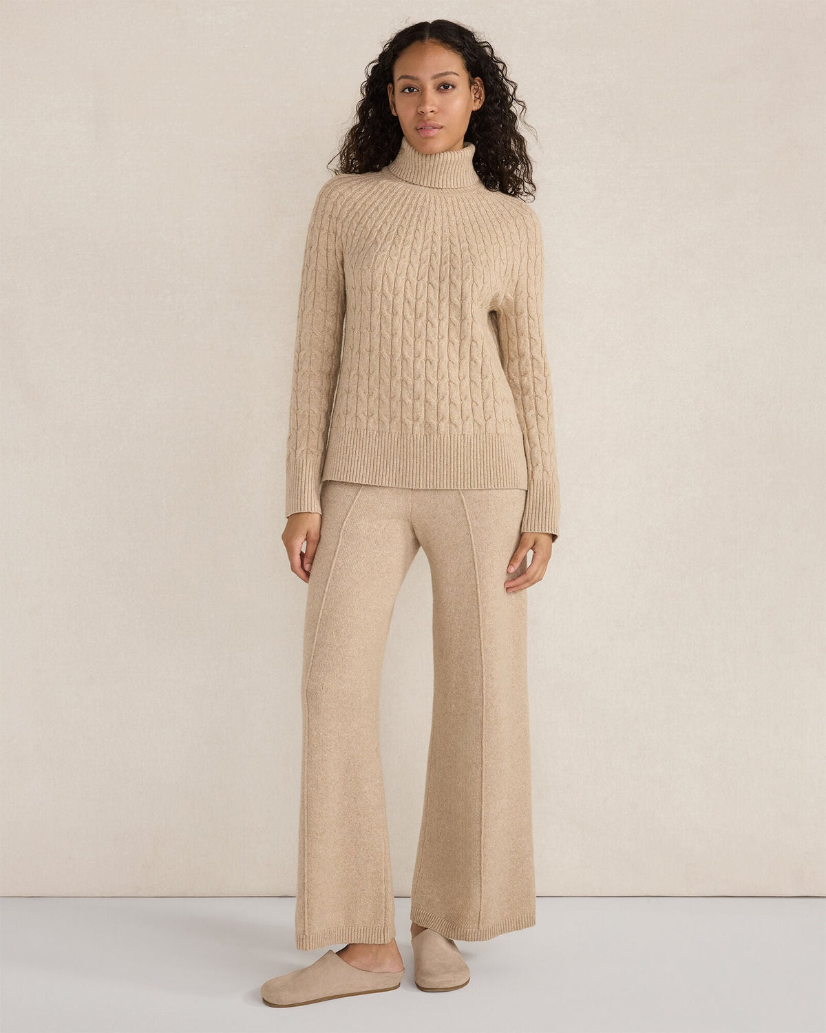 ORGANIC COTTON BLEND GRADIENT CABLE SWEATER