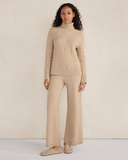 ORGANIC COTTON BLEND GRADIENT CABLE SWEATER