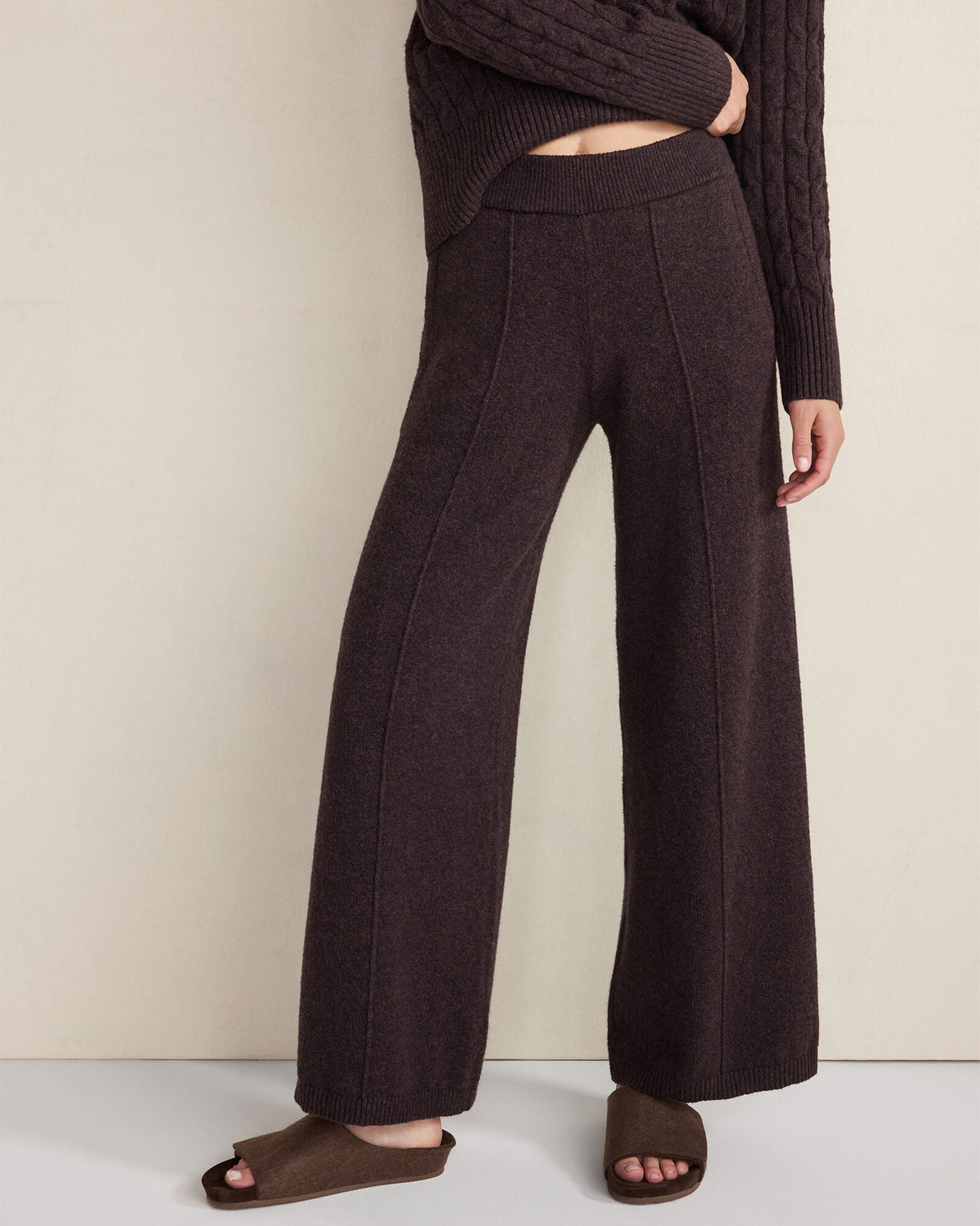 ORGANIC COTTON BLEND PINTUCK WIDE LEG PANTS