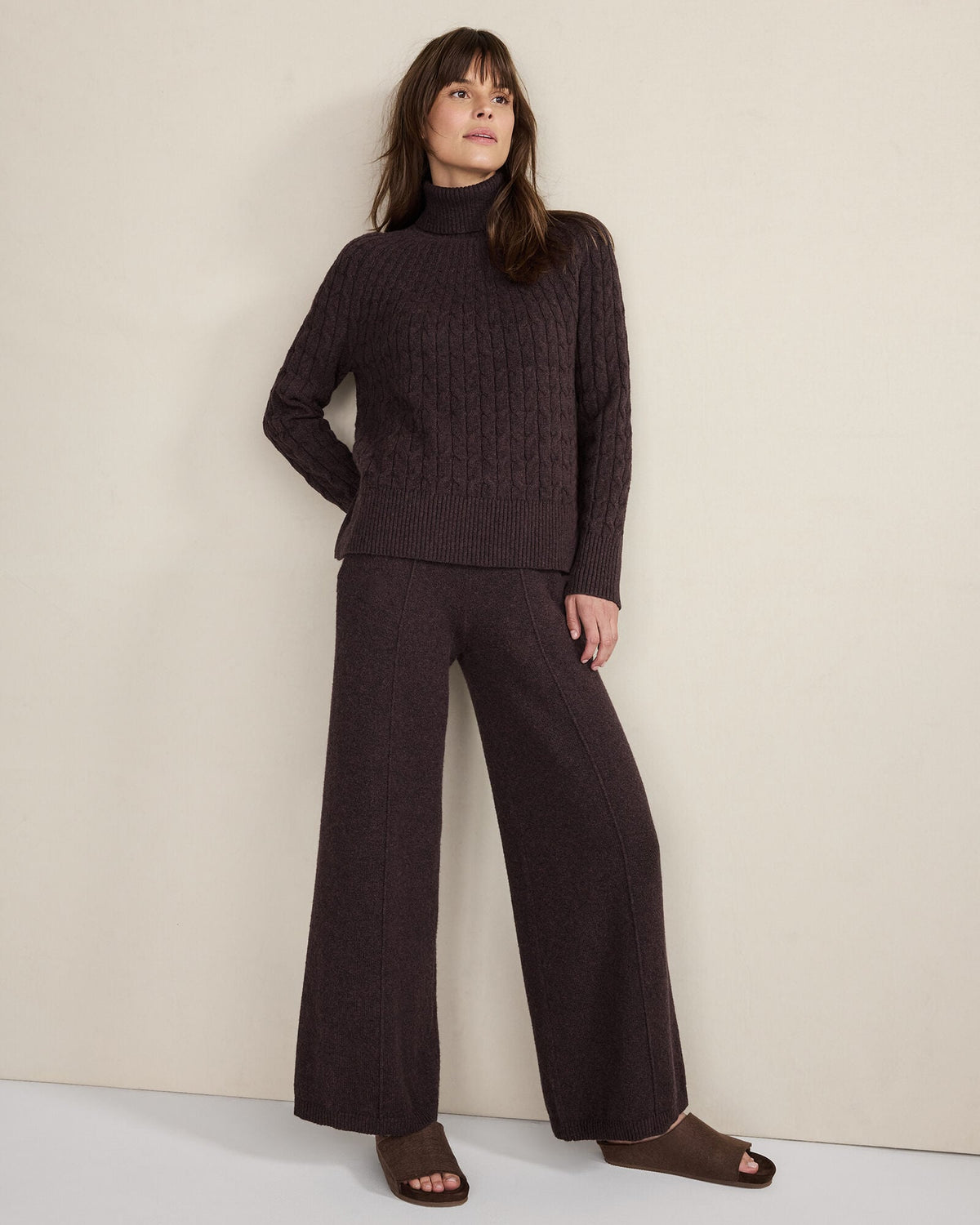 ORGANIC COTTON BLEND PINTUCK WIDE LEG PANTS