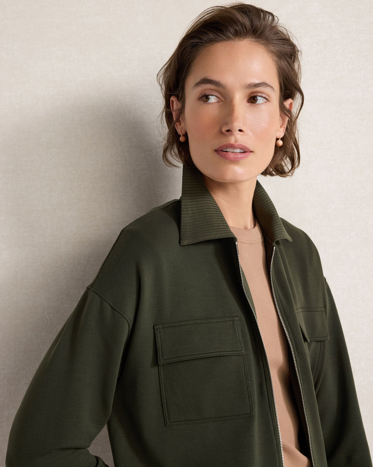 FLEECE COLLARED JACKET