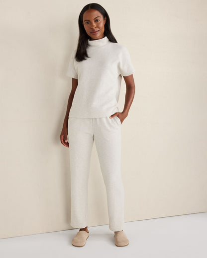 COTTON BLEND OTTOMAN RIB MOCK NECK TOP