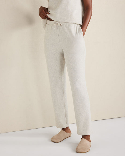 COTTON BLEND OTTOMAN RIB PANTS
