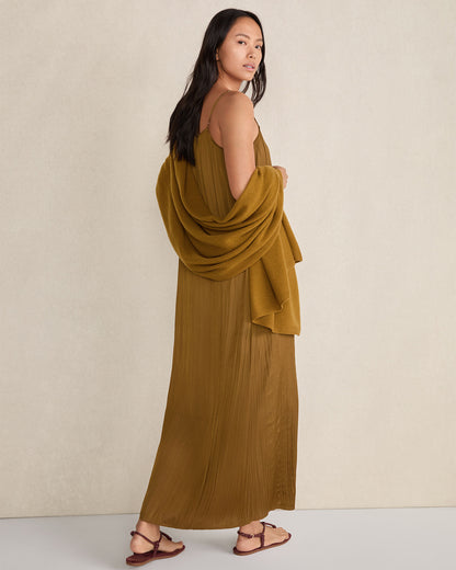 SILKY PLEATED MAXI DRESS