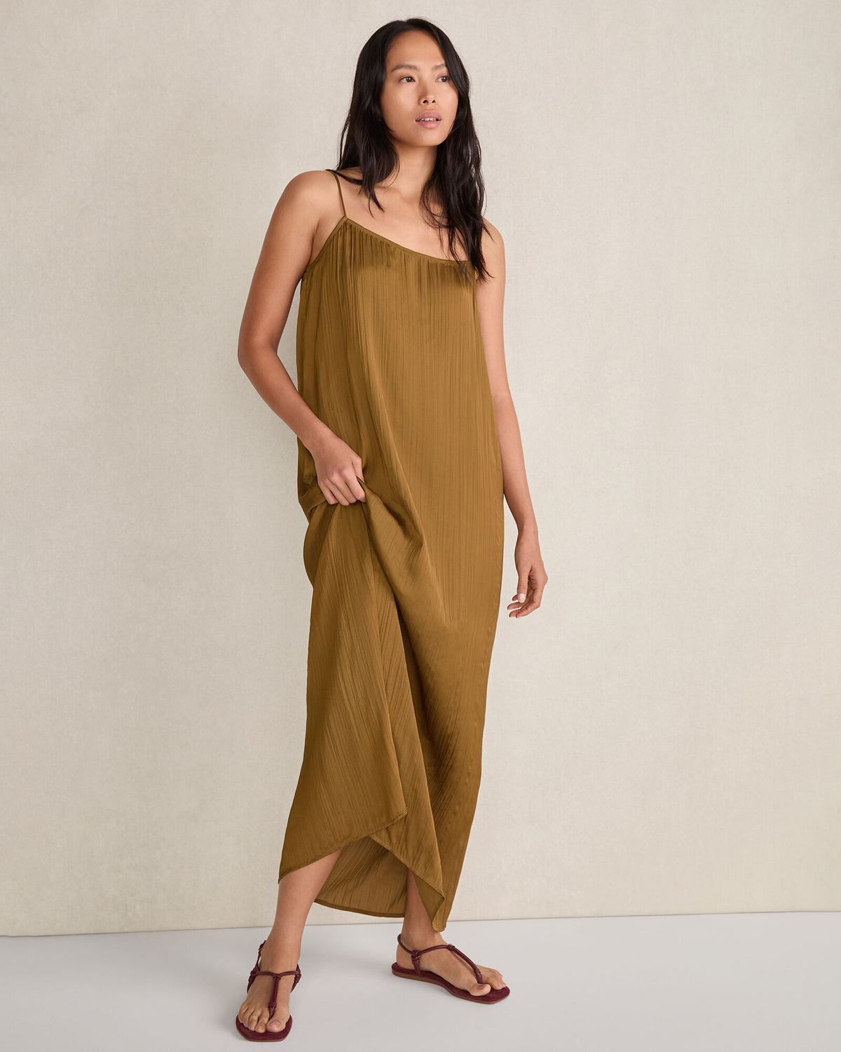 SILKY PLEATED MAXI DRESS
