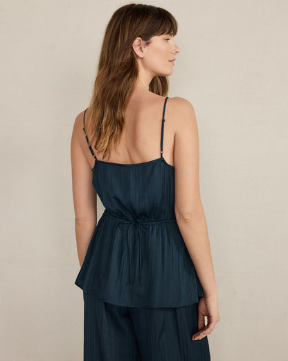 SILKY PLEATED PEPLUM TOP