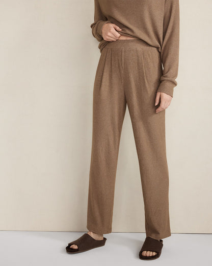 BRUSHED RIB KNIT TAPERED PANTS