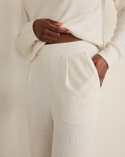 BRUSHED RIB KNIT TAPERED PANTS