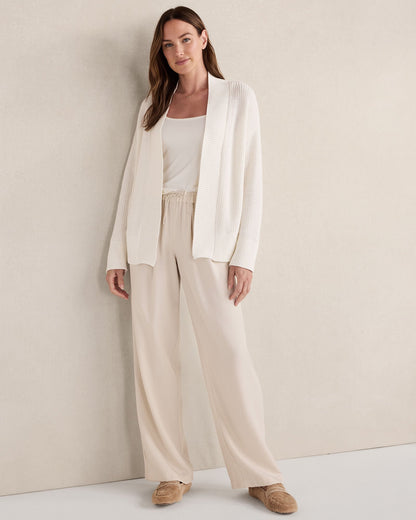 ORGANIC COTTON SHAKER STITCH OPEN FRONT CARDIGAN