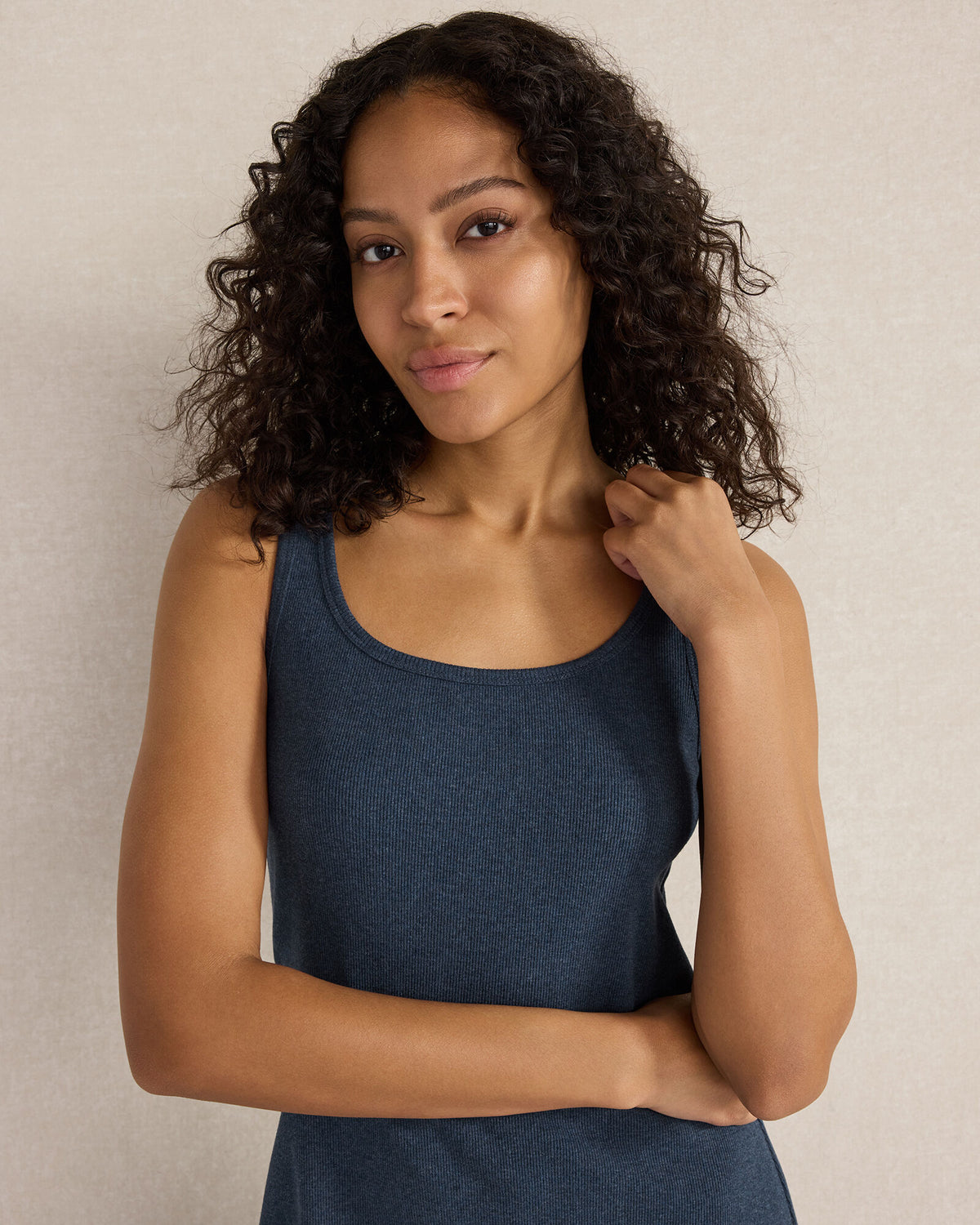 ORGANIC COTTON RIB KNIT MIDI DRESS