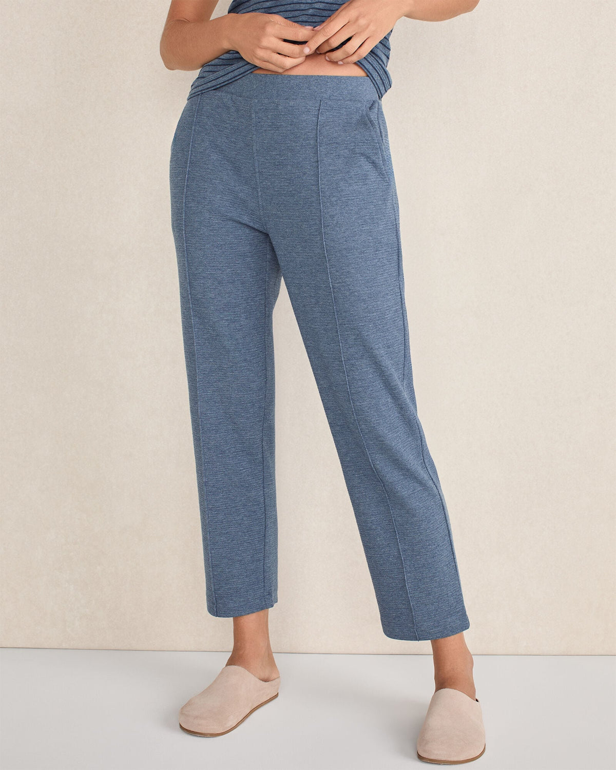 COTTON BLEND OTTOMAN RIB TAPERED PANTS