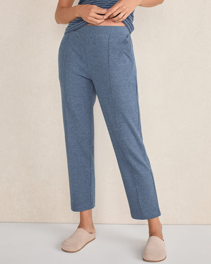 COTTON BLEND OTTOMAN RIB TAPERED PANTS