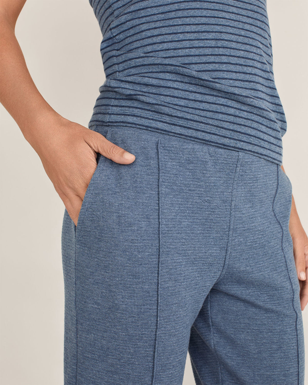 COTTON BLEND OTTOMAN RIB TAPERED PANTS