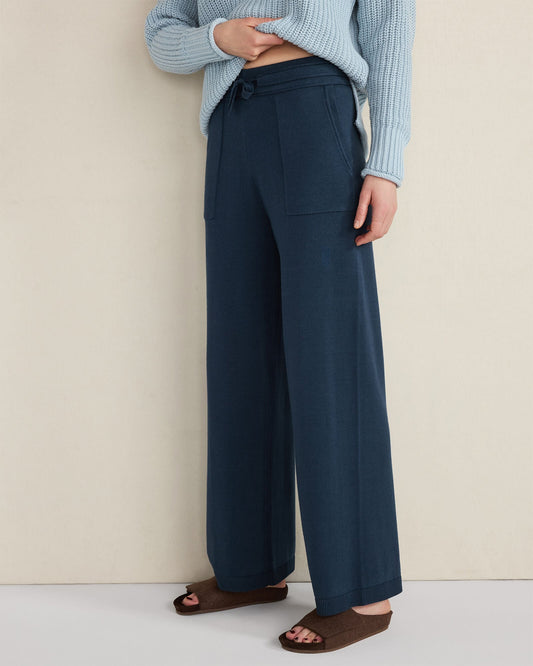 ORGANIC COTTON KNIT WIDE LEG PANTS