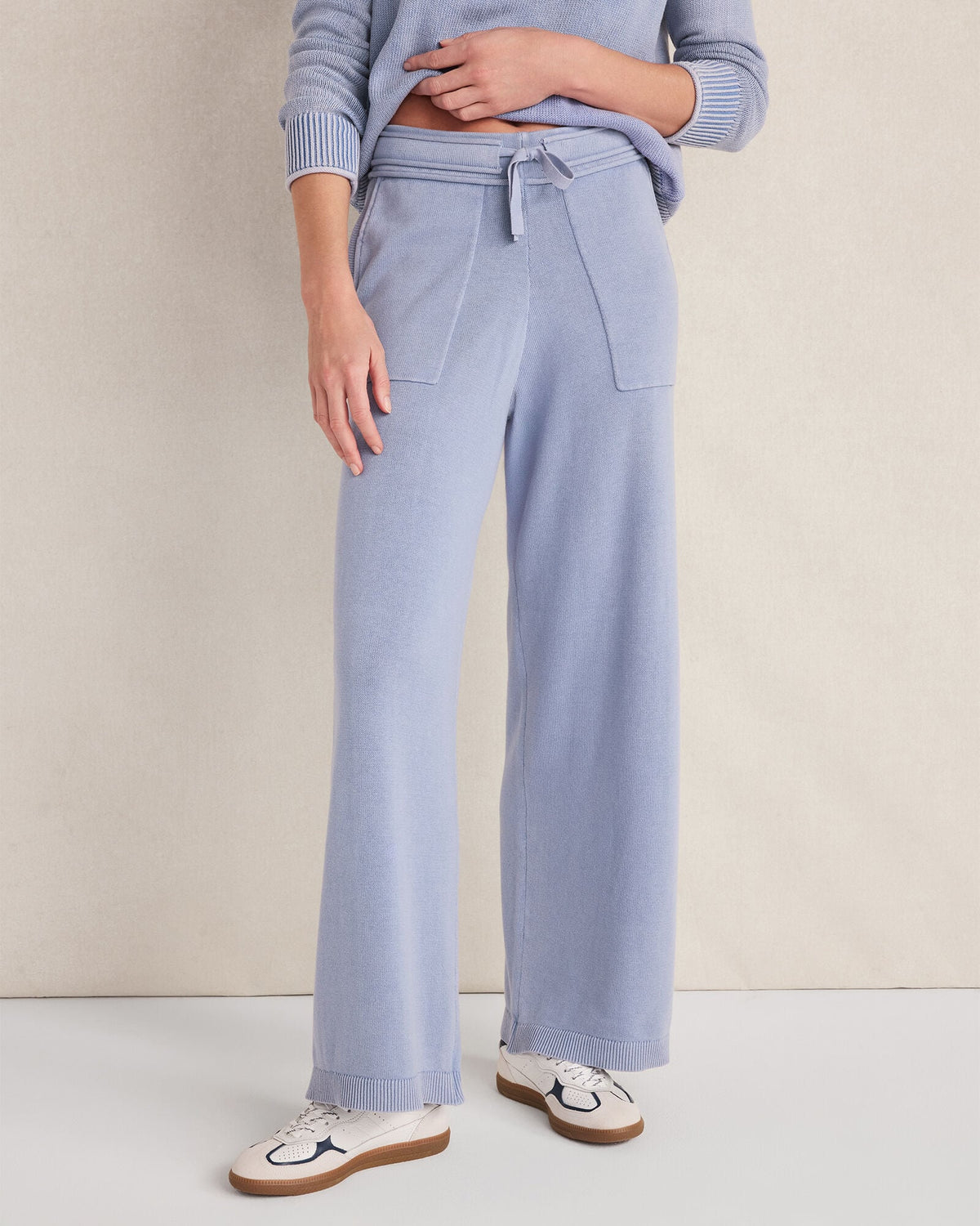 ORGANIC COTTON KNIT WIDE LEG PANTS
