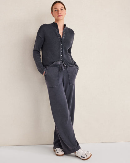 ORGANIC COTTON KNIT WIDE LEG PANTS