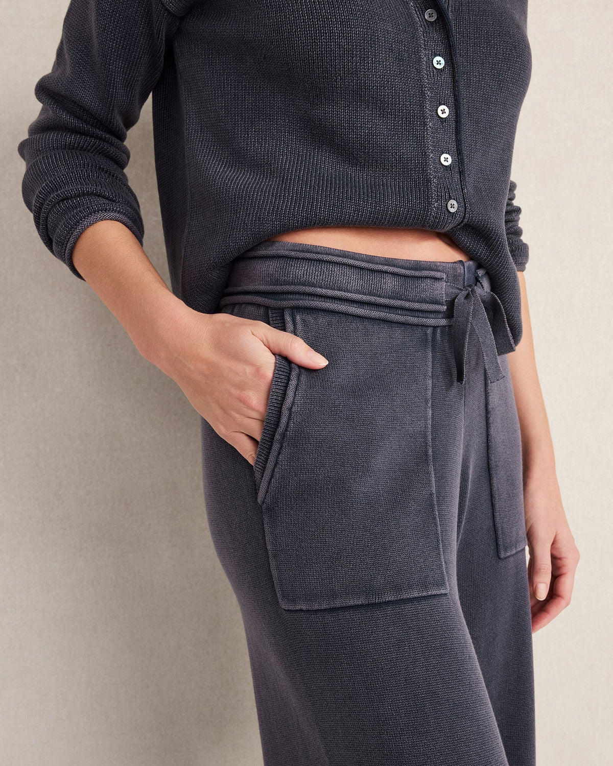 ORGANIC COTTON KNIT WIDE LEG PANTS
