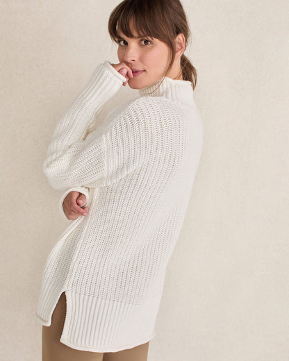 ORGANIC COTTON SHAKER STITCH ROLL NECK SWEATER