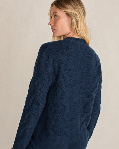 CASHMERE CABLE ROLL NECK SWEATER