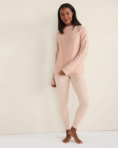 CASHMERE CABLE ROLL NECK SWEATER