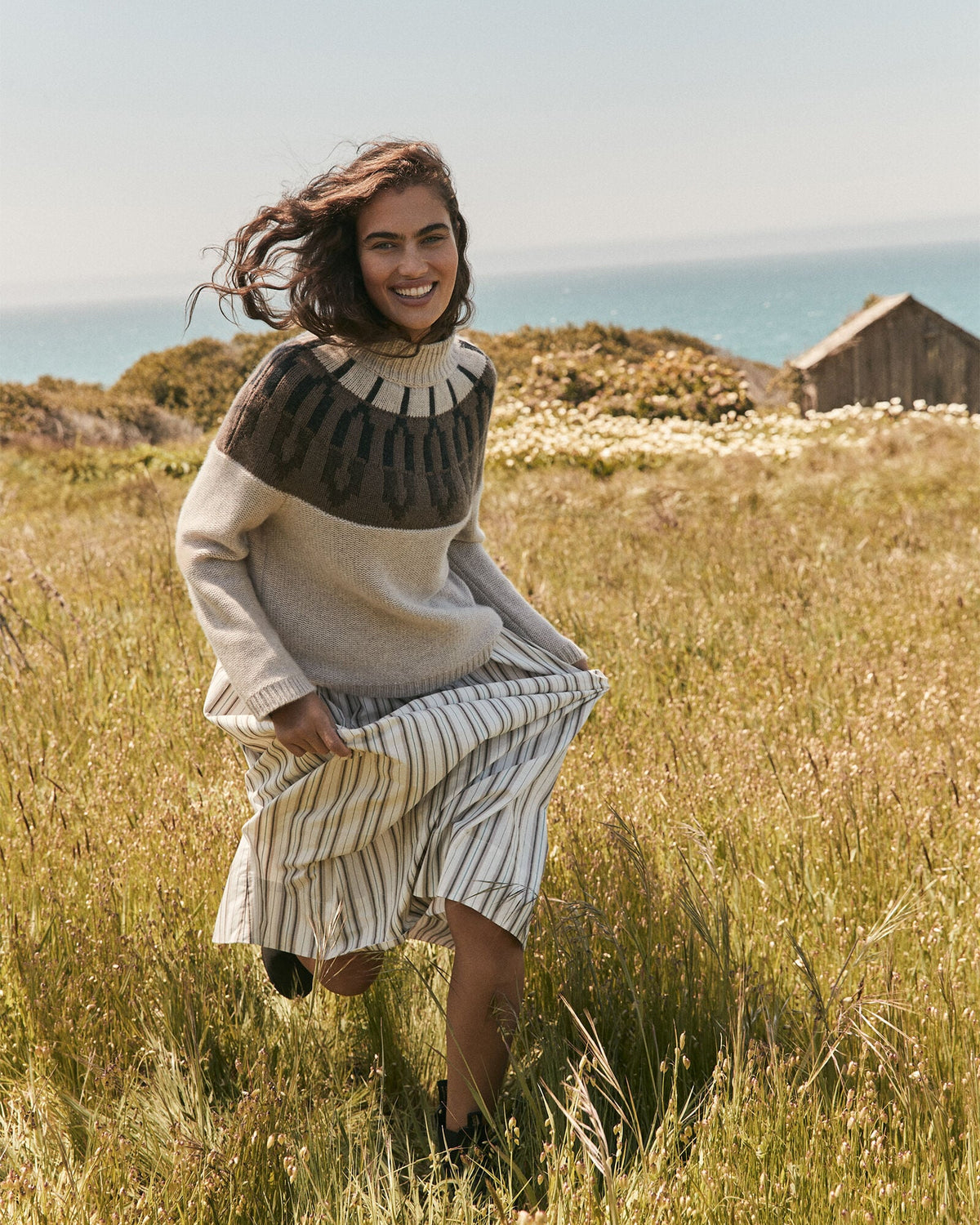 CASHMERE FAIRISLE MOCK NECK SWEATER