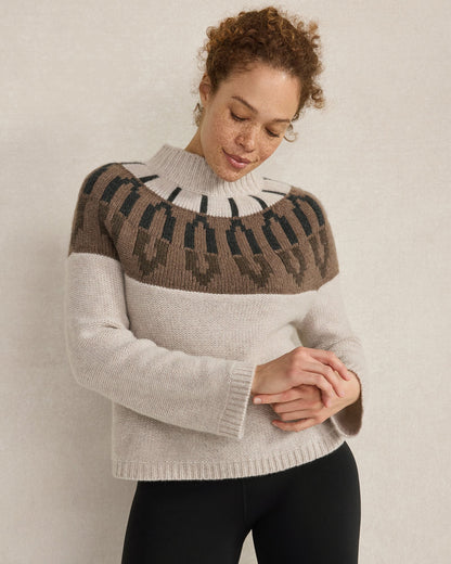 CASHMERE FAIRISLE MOCK NECK SWEATER