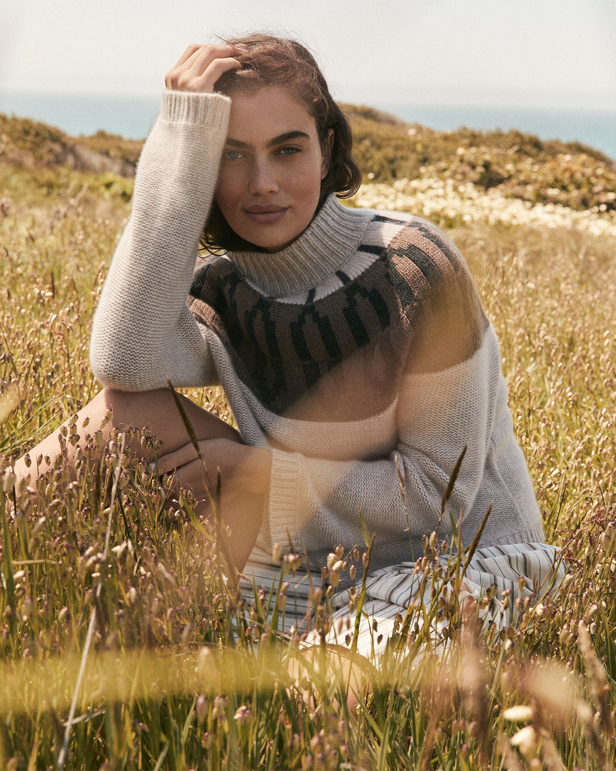CASHMERE FAIRISLE MOCK NECK SWEATER