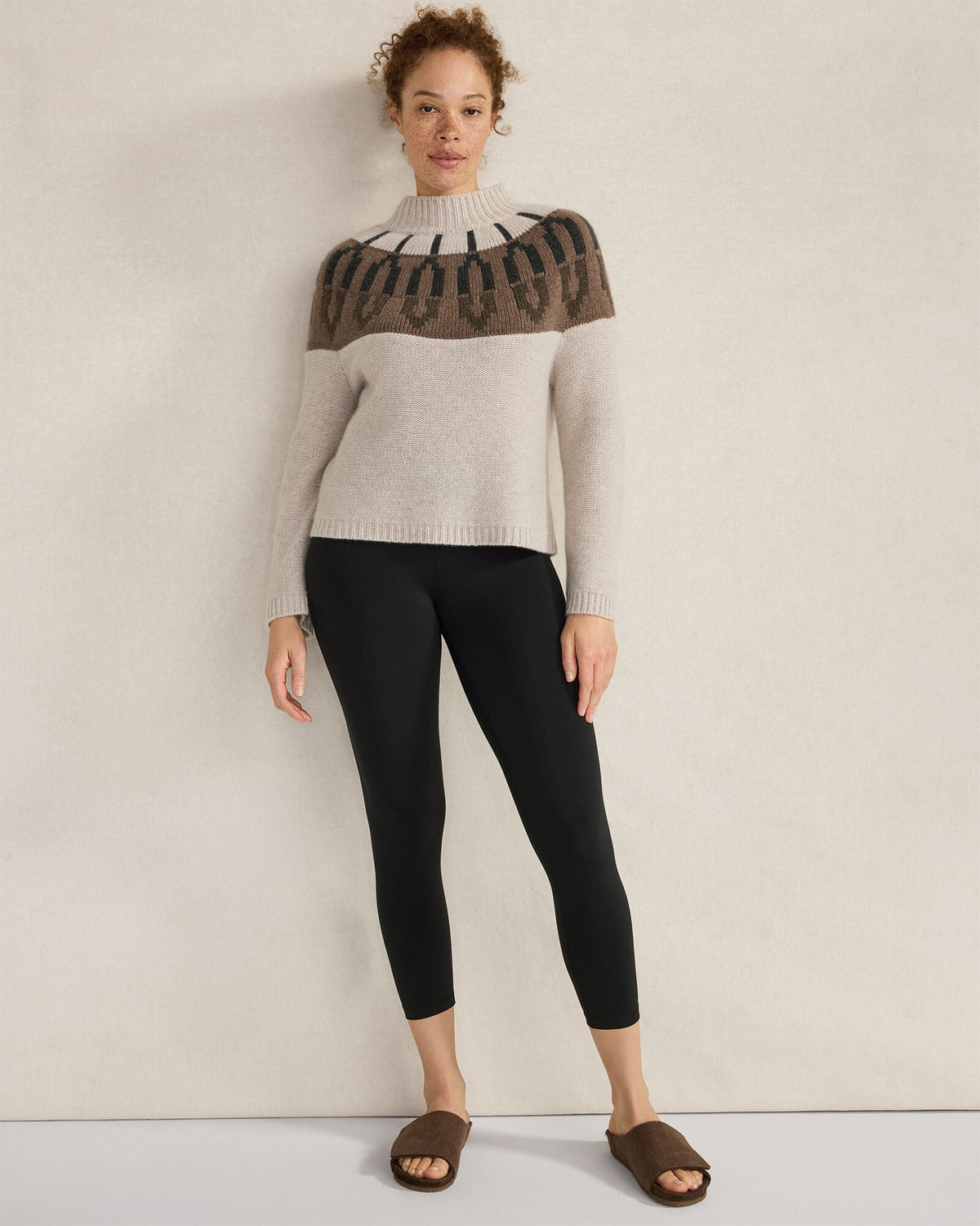 CASHMERE FAIRISLE MOCK NECK SWEATER