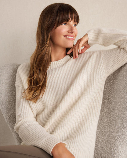 CASHMERE SHAKER STITCH CREWNECK SWEATER