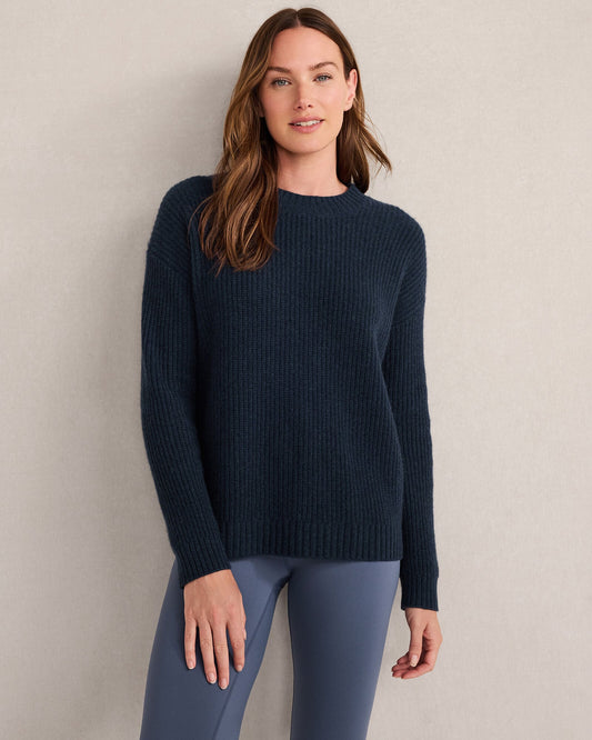 CASHMERE SHAKER STITCH CREWNECK SWEATER