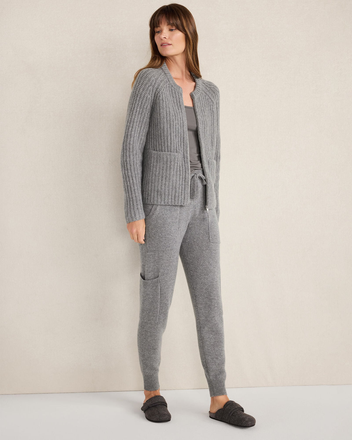 CASHMERE ZIP FRONT BOMBER JACKET