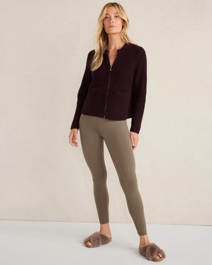 CASHMERE ZIP FRONT BOMBER JACKET