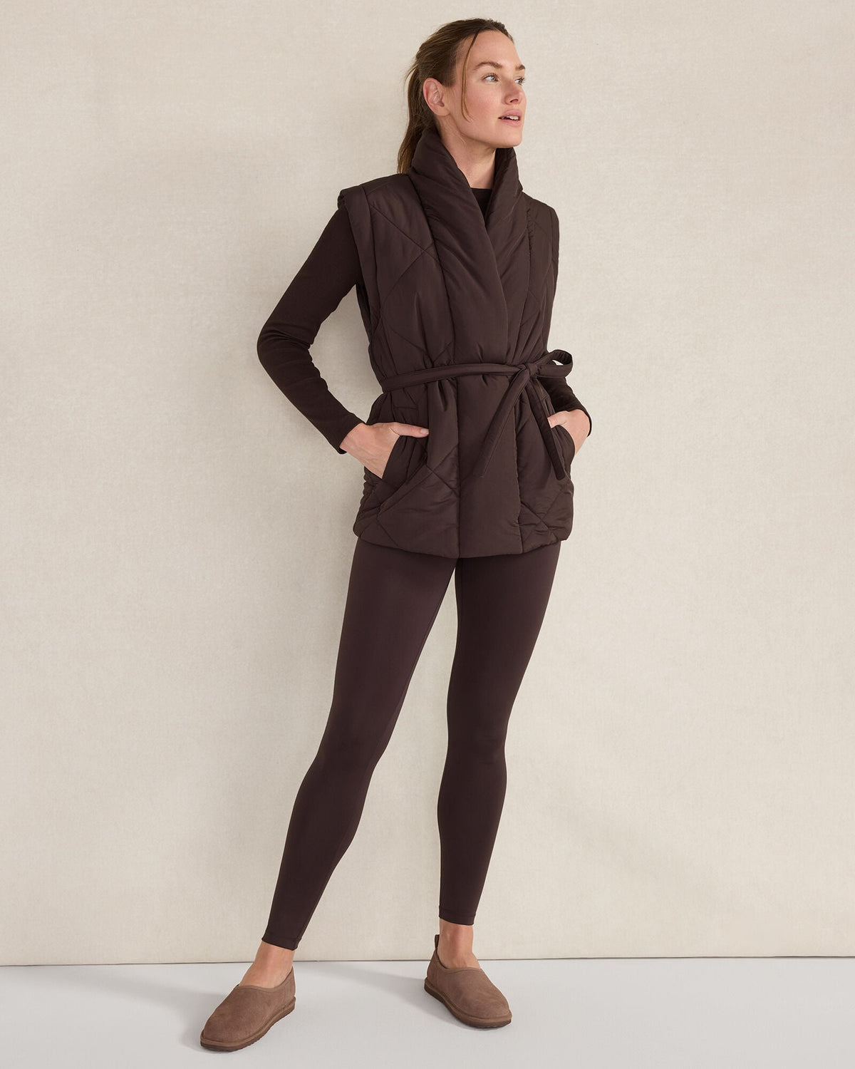 QUILTED PUFFER BELTED VEST