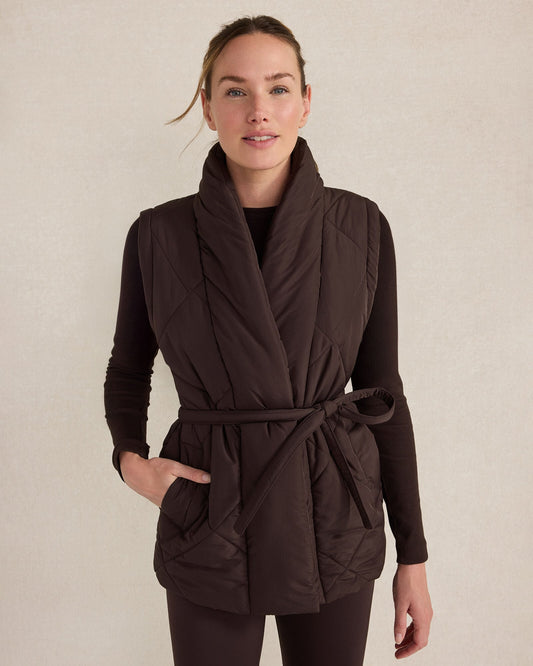 QUILTED PUFFER BELTED VEST