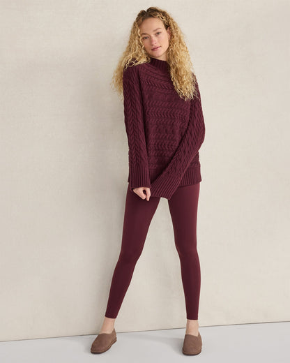 ORGANIC COTTON HORIZONTAL CABLE FUNNEL NECK SWEATER