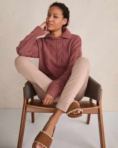 CASHMERE CABLE COLLARED SWEATER