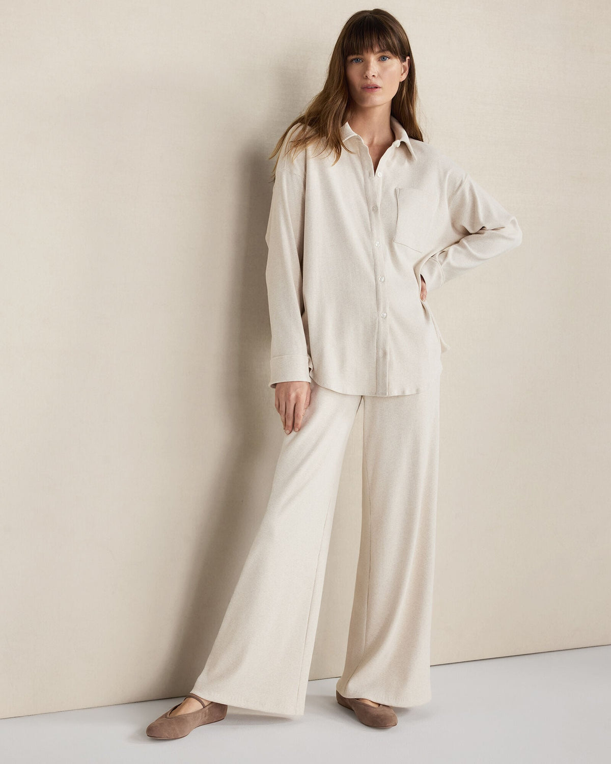 ORGANIC COTTON RIB KNIT RELAXED BUTTON DOWN TOP