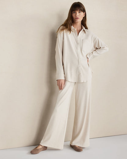 ORGANIC COTTON RIB KNIT RELAXED BUTTON DOWN TOP