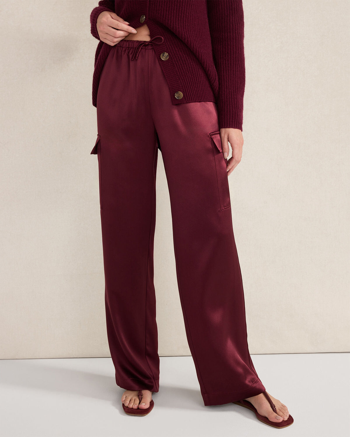 LUXE SILK CARGO PANTS
