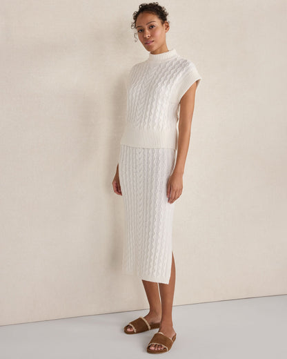 ORGANIC COTTON BLEND CABLE MIDI SKIRT