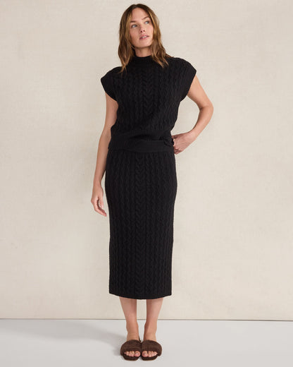 ORGANIC COTTON BLEND CABLE MIDI SKIRT