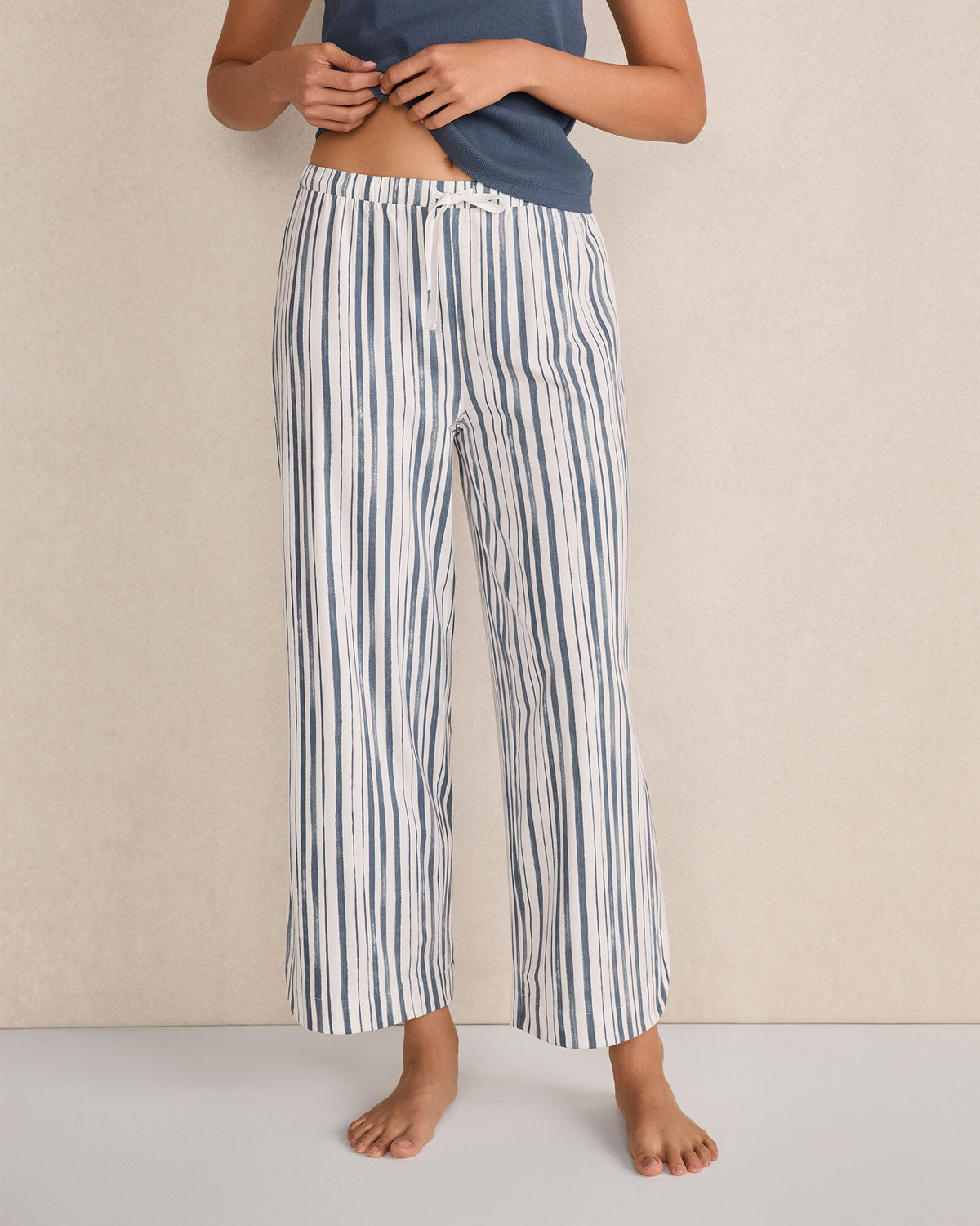 ORGANIC COTTON JERSEY PAINTED STRIPE PAJAMA PANTS