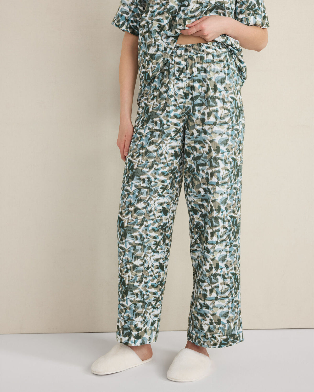 ORGANIC COTTON GAUZE FLORAL PAJAMA PANTS